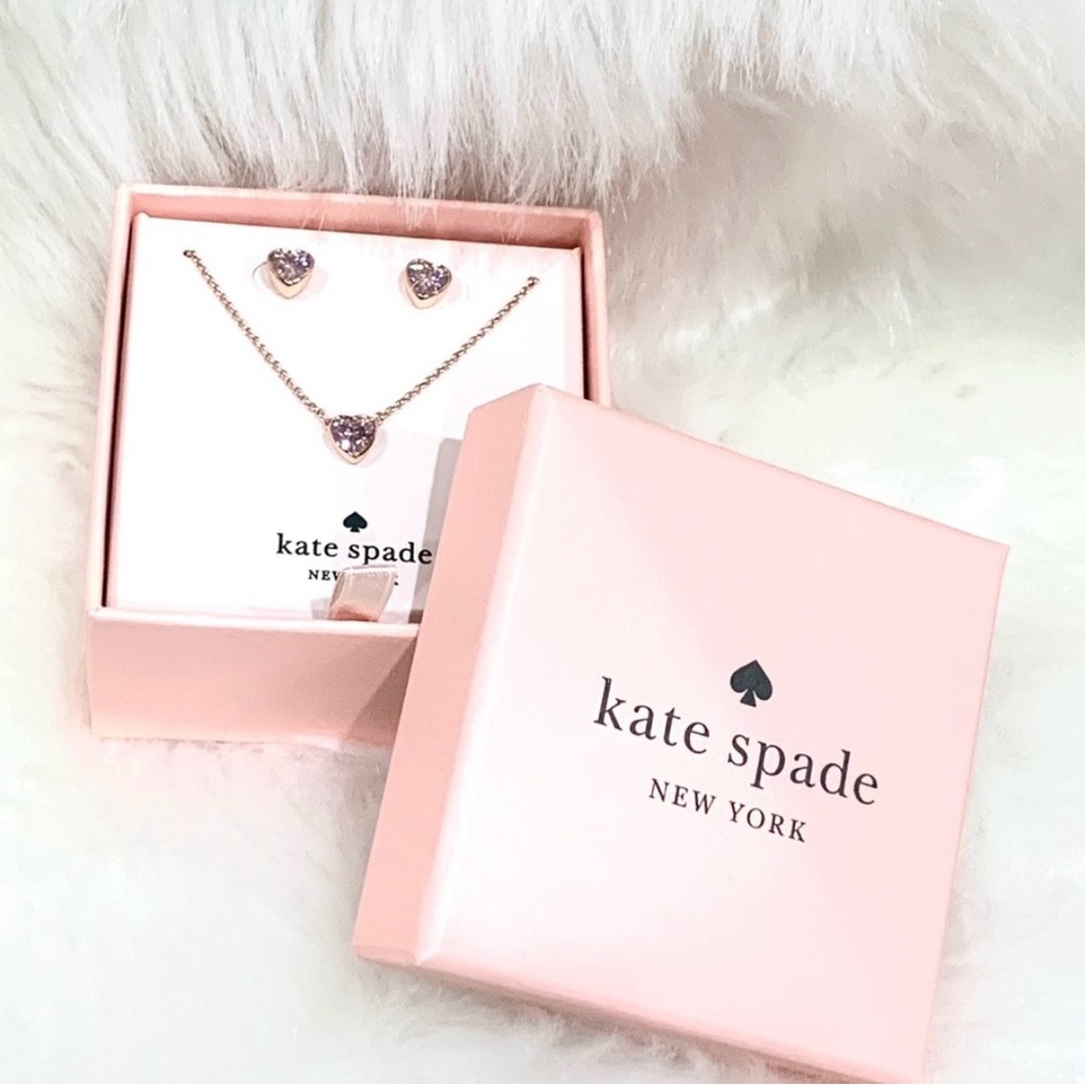 KATE SPADE Romantic Heart Necklace & Earrings Set.